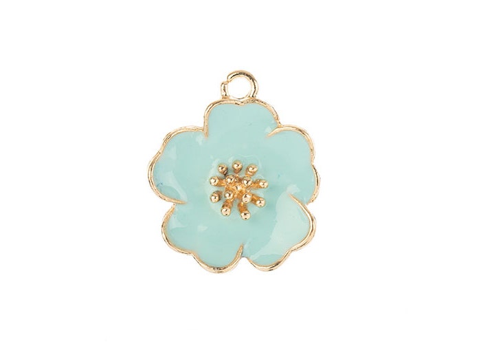 Sweet & Petite Charms 20x24mm Blue Flower 4pc