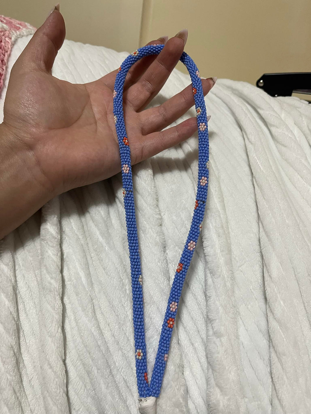 Kayleigh Rose Beadwork - Blue Flower Lanyard