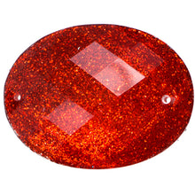 Load image into Gallery viewer, Resin Sew-on Glitter Stone 10p Oval 30x40mm Red
