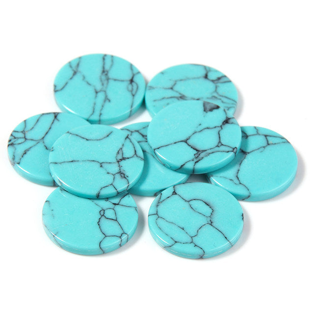Circle Flat Stone Turquoise 20mm (1-each)