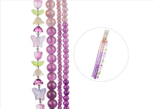 Load image into Gallery viewer, Crystal Lane 7" Bead Strand- Flowers - Ombre Light to Dark Heather Mix Tulip, Butterflies and Round
