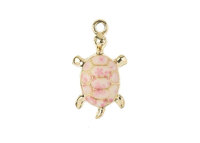 Sweet & Petite Charms 24x14mm Turtle Pink 5pc