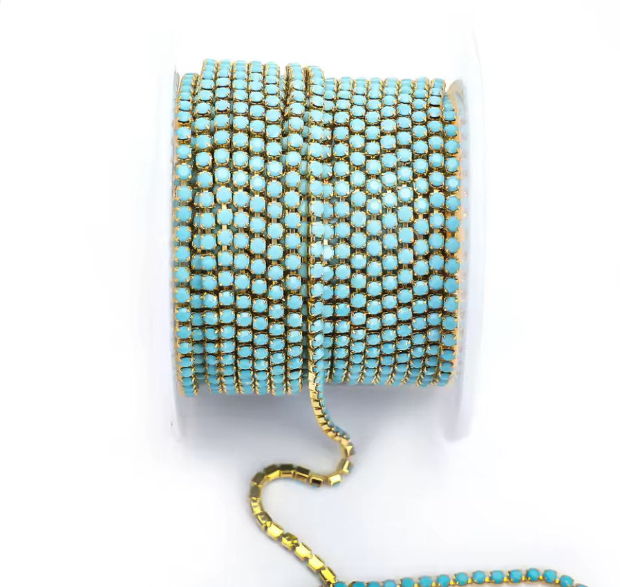 Gold Blue Porcelain Rhinestone Banding ss6