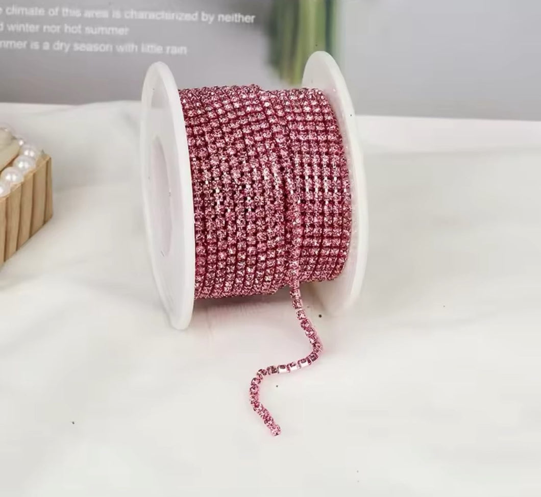 Rhinestone Metal Banding (ss8): Rose (1 yard)