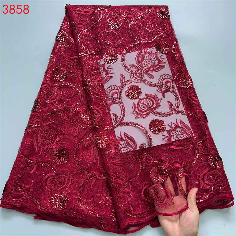 Lace - 3858 - Dark Red  (PER/YARD)
