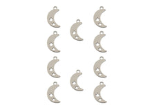 Load image into Gallery viewer, Sweet &amp; Petite Charms 11.7x7.5mm Moon with Stars Silver 10pcs
