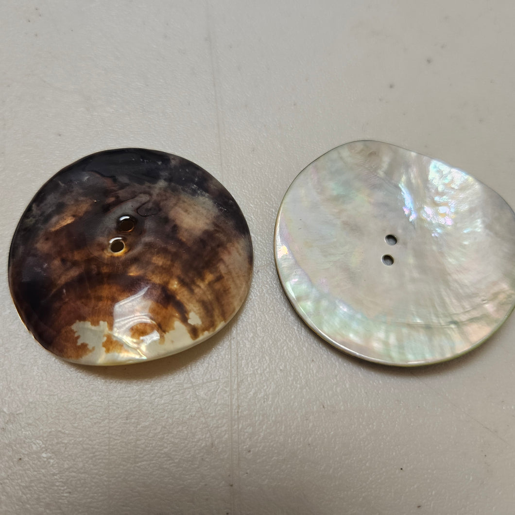Agoya Shell MOP resin back, Double Hole Button 50mm (1-piece)