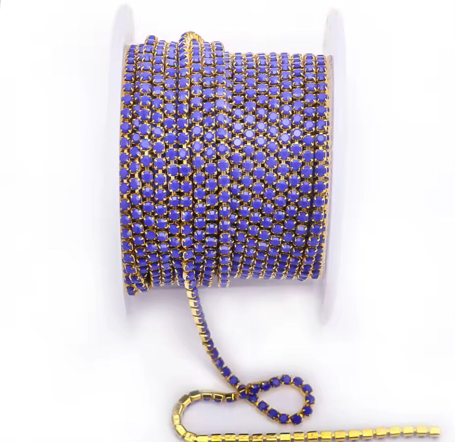 Gold Sapphire Porcelain Rhinestone Banding ss6