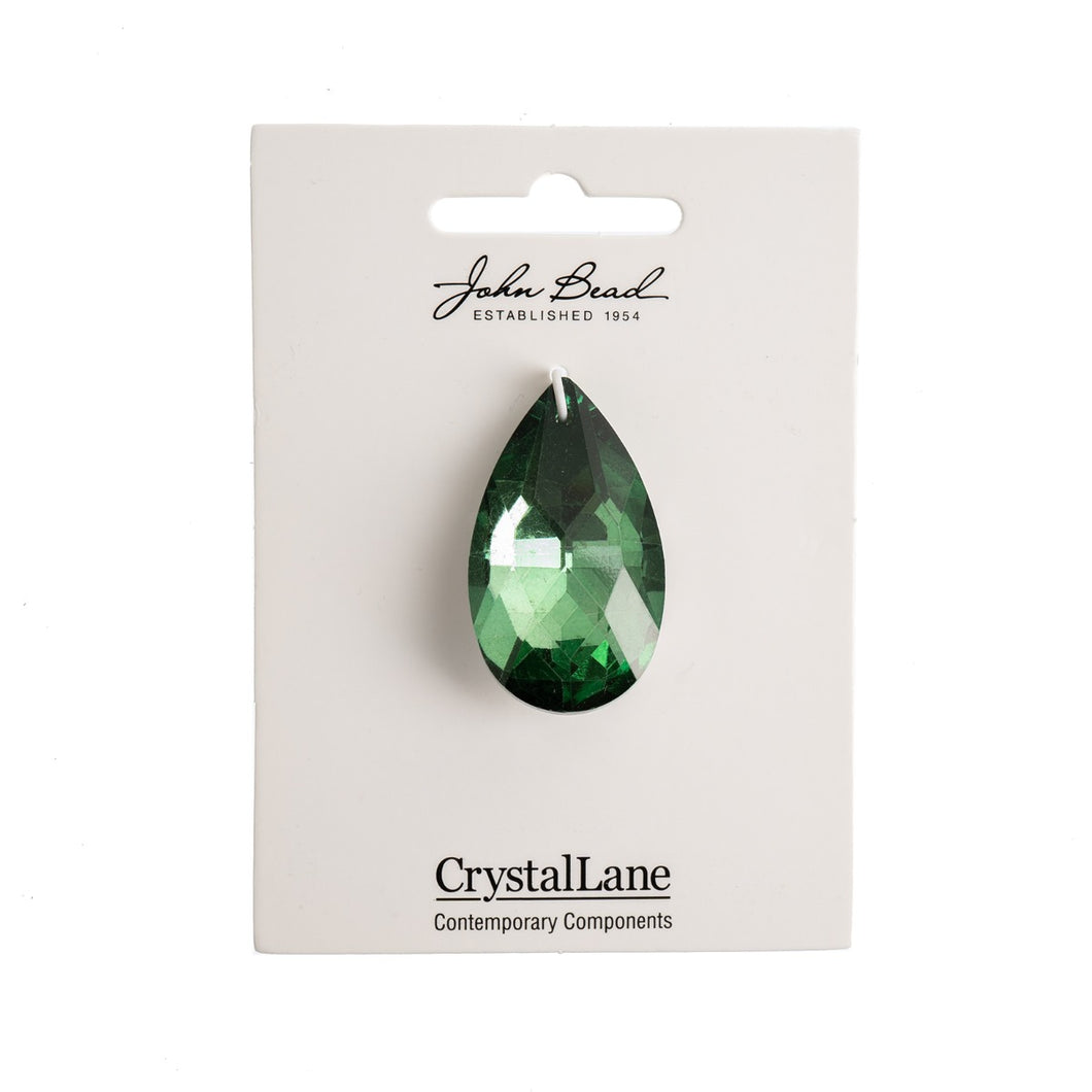 Crystal Lane DIY Facated Teardrop 22x38mm- Dark Green