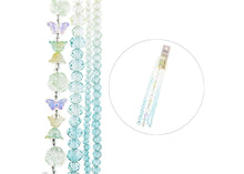 Load image into Gallery viewer, Crystal Lane 7" Bead Strand- Flowers - Tulips, Roses, Butterflies and Rondelles Ombre Teal Pallet
