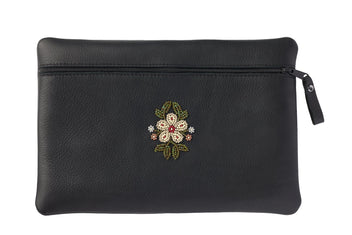 Floret Beaded Utility Bag - Black