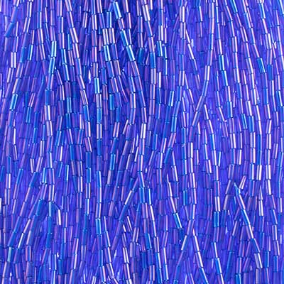 (Full Hank) Czech Bugle #2 Transparent Navy Blue AB Strung