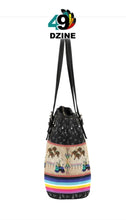 Load image into Gallery viewer, Buffalos Running Black Sky Leather Tote Bag
