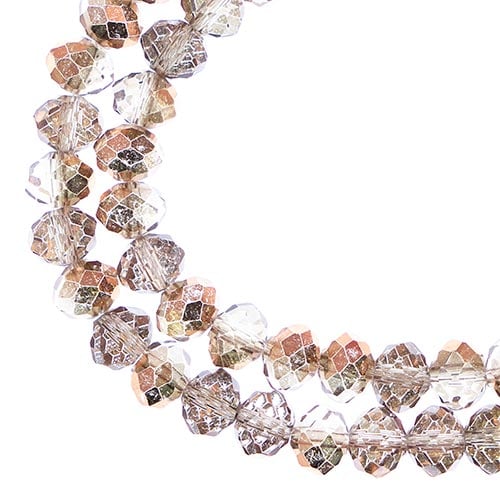 Rondelle 6x8mm Transparent Crystal with Half Copper Iris