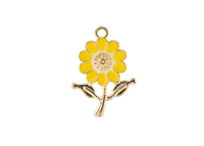 Sweet & Petite Charms 27x19.5mm Daisy Yellow 8pc