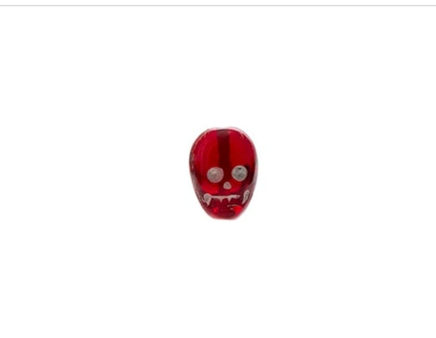 Glass Skulls 13mm Transparent Red/Black Painted