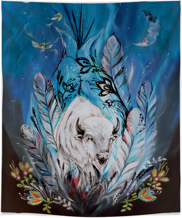 Fleece Blanket - Spirit Buffalo by Karen Erickson