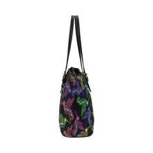 Load image into Gallery viewer, Neon Floral Hummingbirds Leather Tote Bag
