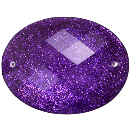 Resin Sew-on Glitter Stone 10p Oval 30x40mm Purple