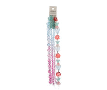 Load image into Gallery viewer, Crystal Lane 7" Bead Strand- Flowers - Teal to Pink Mix Ombre Facetted Rondelles, Roses and Bell Flowers
