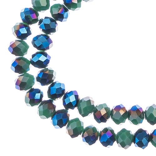 Rondelle 6x8mm Opaque Dark Green w/Half Blue Iris