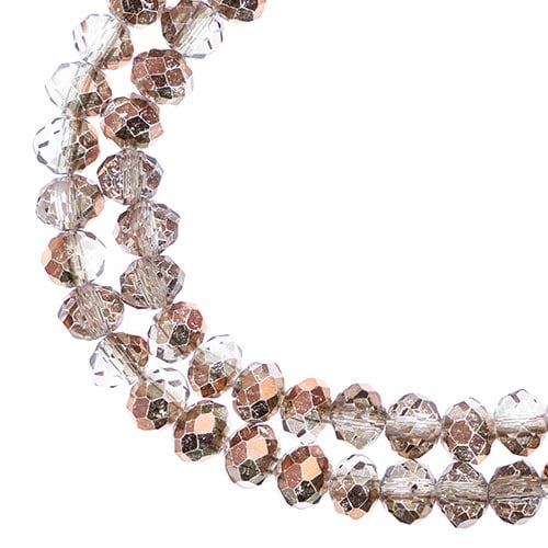 Rondelle 4x6mm Transparent Crystal with Half Copper Iris