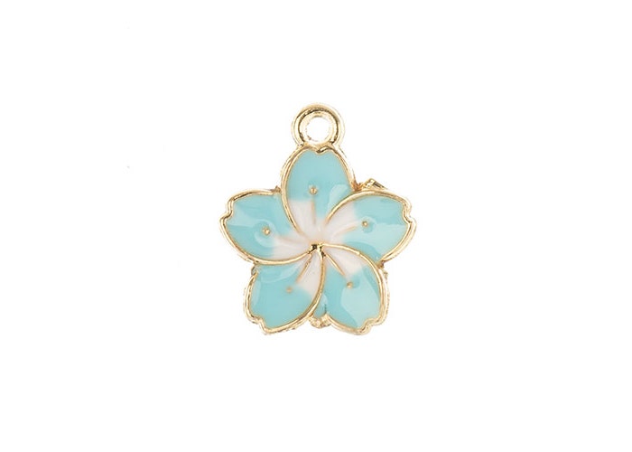 Sweet & Petite Charms 13x16mm Blue Flower 8pc