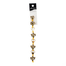 Load image into Gallery viewer, 5&quot; Bead Strand Honeycomb and Bees Yellow and Black Antique Gold Details
