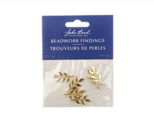 Load image into Gallery viewer, Beadwork Findings - Gold Pendant Branch w/Leaves 11x24mm (6pc)
