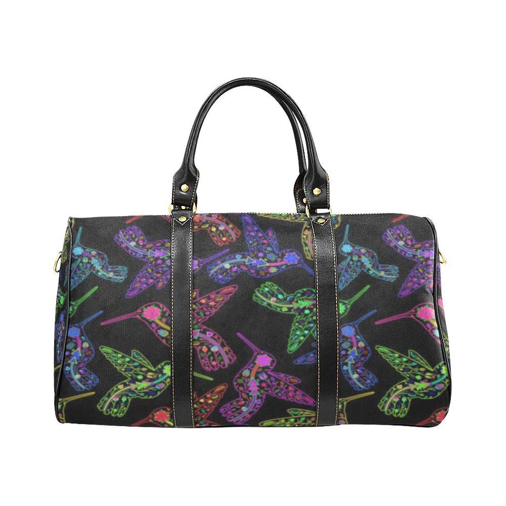 Waterproof Travel Bag/Large - Neon Floral Hummingbirds