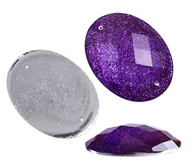 Load image into Gallery viewer, Resin Sew-on Glitter Stone 10p Oval 30x40mm Purple
