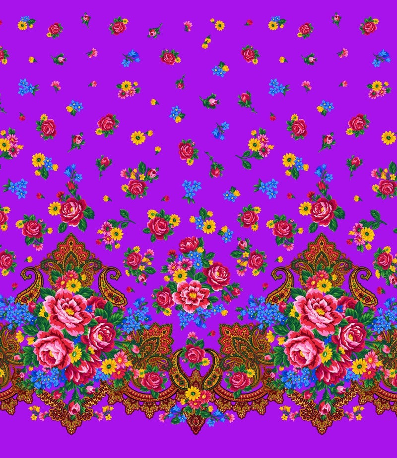 Kokum Scarf 732 Purple Cotton