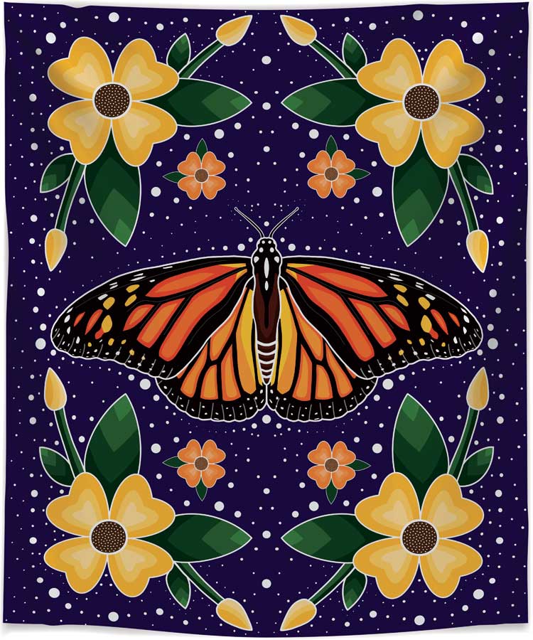 Fleece Blanket - Monarch Butterfly by Marissa Indoe