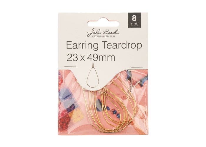 Earring Teardrop 23x49mm (Gold) 8Pcs
