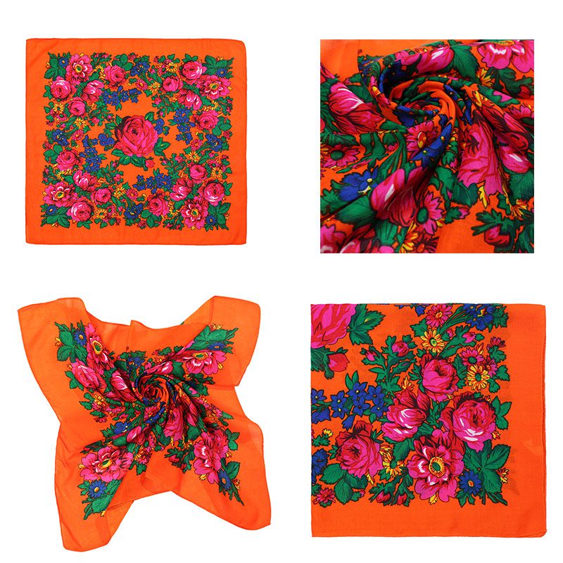 (45x45) Metallic Orange Kokum Scarf