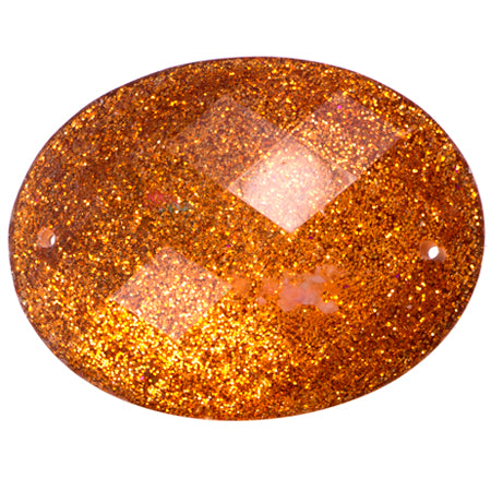 Resin Sew-on Glitter Stone 10p Oval 30x40mm Orange