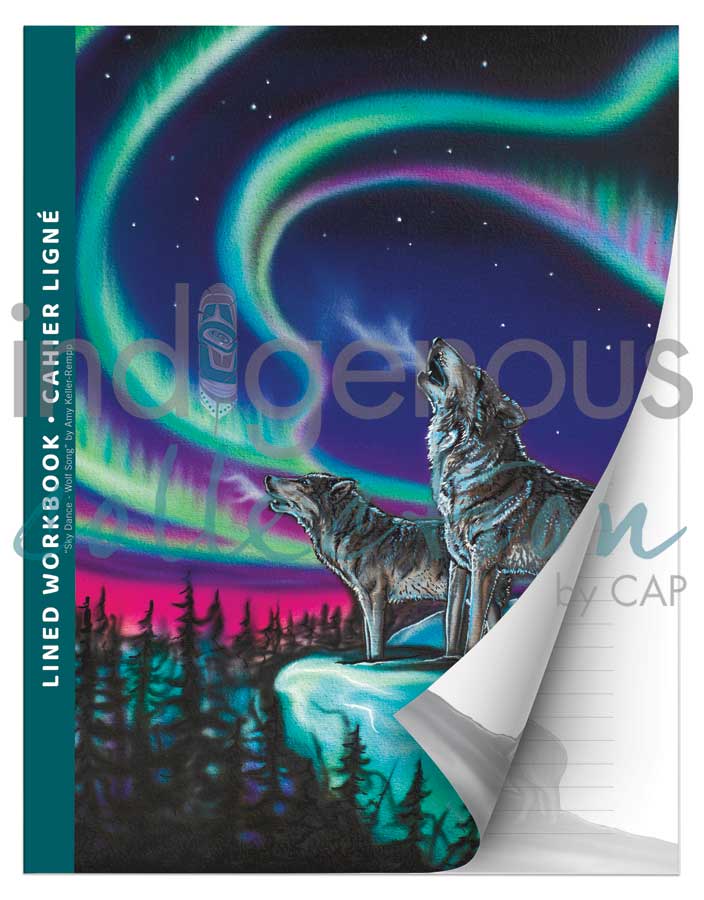Lined Workbook - Sky Dance Wolf Song by Amy Keller-Rempp