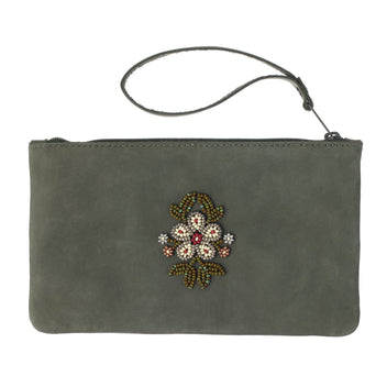 Floret Beaded Wristlet - Forest Green