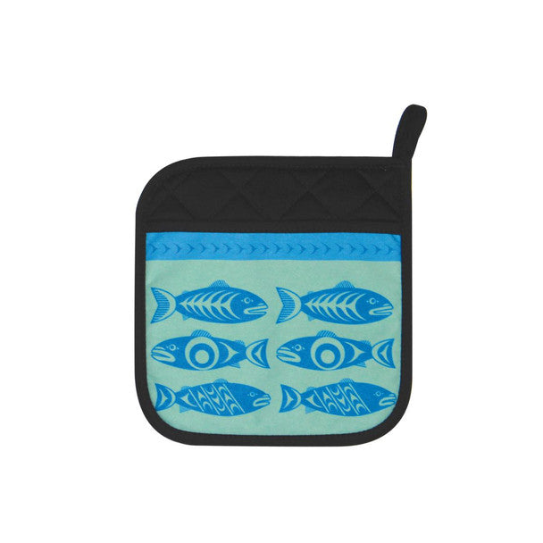 Neoprene Potholder - Salmon in the Wild by Simone Diamond