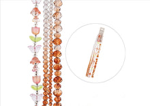 Load image into Gallery viewer, Crystal Lane 7" Bead Strand- Flowers - Tulip Pink, Butterflies, and Rondelle Brown Mix

