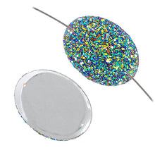 Load image into Gallery viewer, Resin Sew-on Sugar Stone 10pcs Oval 30x40mm Dark Grey AB
