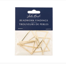 Load image into Gallery viewer, Beadwork Findings - Gold Pendant Triangles 27.5x34.5mm (6pc)
