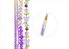 Load image into Gallery viewer, Crystal Lane 7" Bead Strand- Flowers - Ombre Yellow to Purple, Butterflies, Bell Flowers, Tulips and Rondelle Mix
