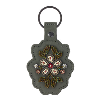 Floret Beaded Keychain - Forest Green