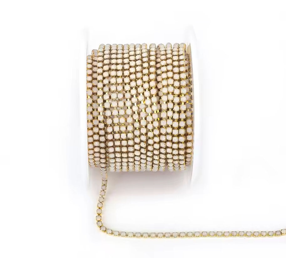 Gold White Opal Rhinestone Banding ss6