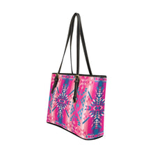 Load image into Gallery viewer, Desert Geo Blue Leather Tote Bag
