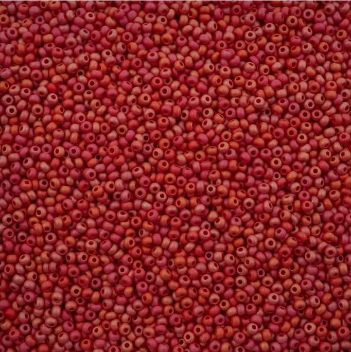 11/0 Seedbead Opaque Matt Rainbow Red
