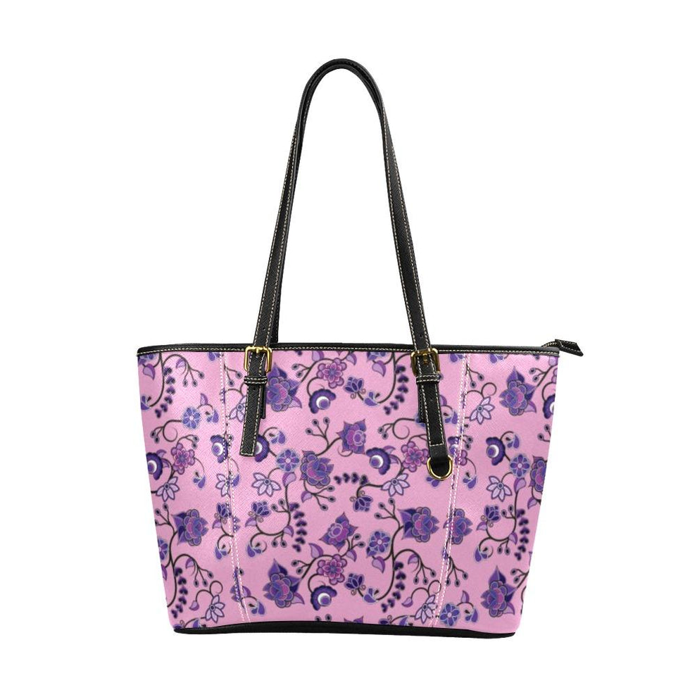 Purple Floral Amour Leather Tote Bag