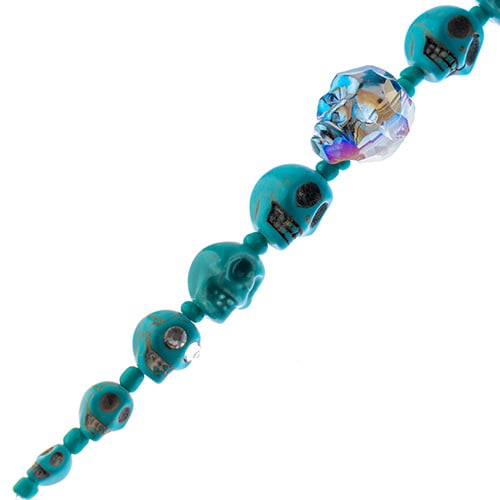 Assorted Skulls Bead Strand 6.5