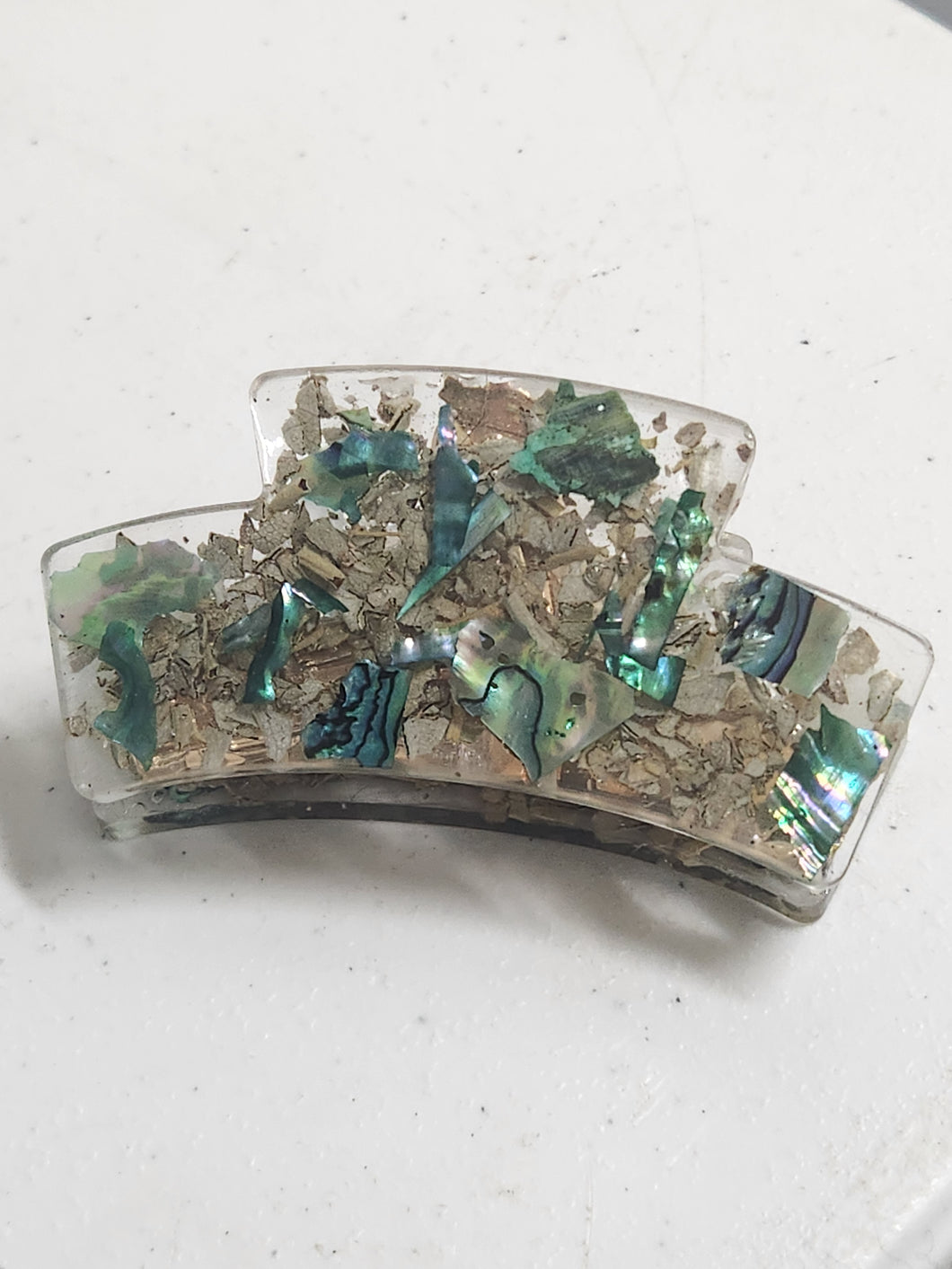 Hair Claw:Abalone & Sage